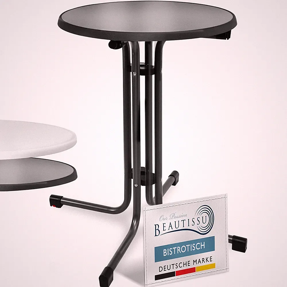 Bistrotisch Campingtisch Gartentisch Balkontisch schwarz weiß 60, 70, 80 cm