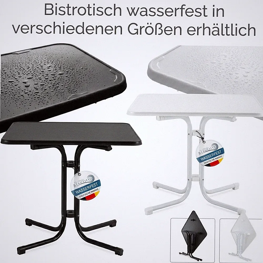 Bistrotisch eckig Campingtisch Gartentisch Balkontisch schwarz weiß 60 70 80 cm