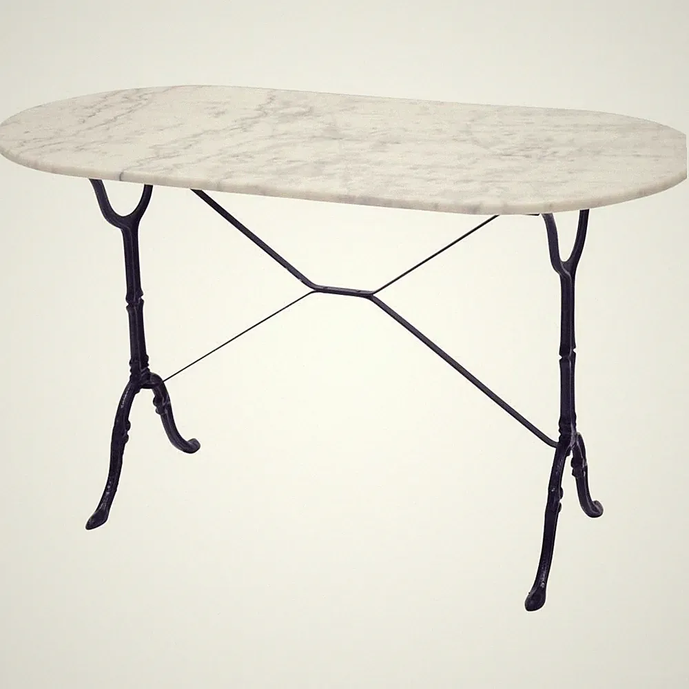 Bistrotisch Gastro Marmortisch Gusseisen Gartentisch Tafel 120 cm oval