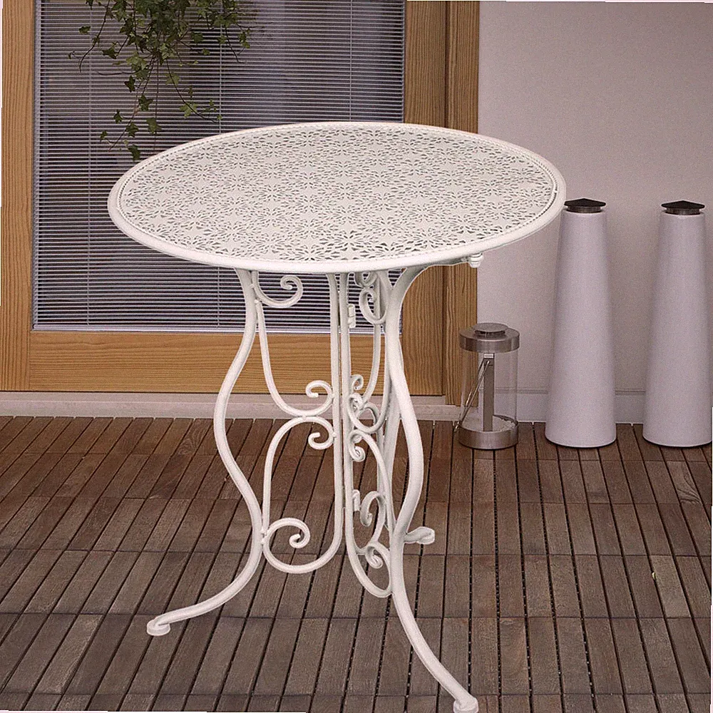 Bistrotisch Landhaus Balkon Tisch rund 60cm Shabby Look Garten Terrasse Metall