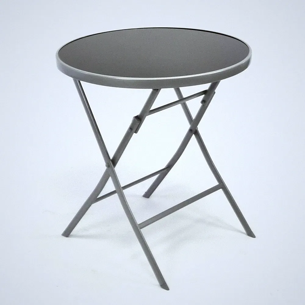 Bistrotisch mit Glasplatte klappbar Terrassentisch Gartentisch Ø 70 cm silber