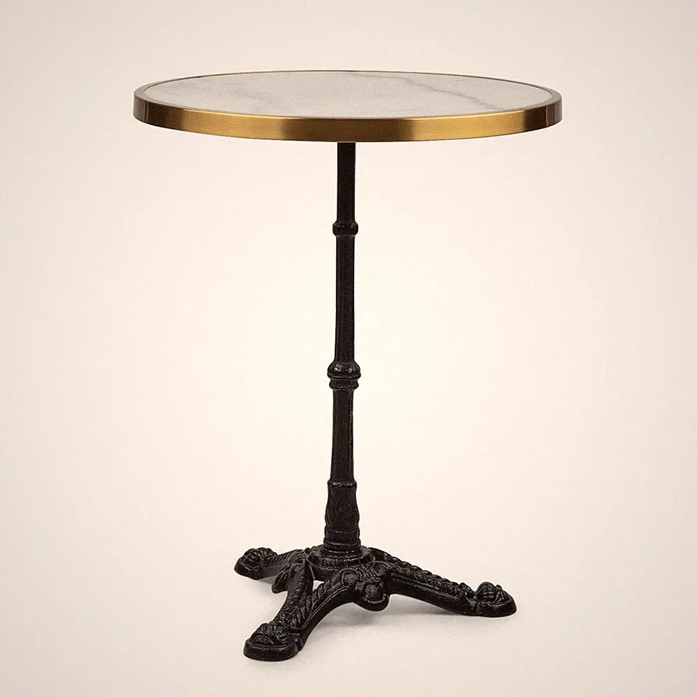 Bistrotisch Party Garten Beistelltisch Dreifuß Ø 57,5 cm Höhe 72 cm Marmor Weiß
