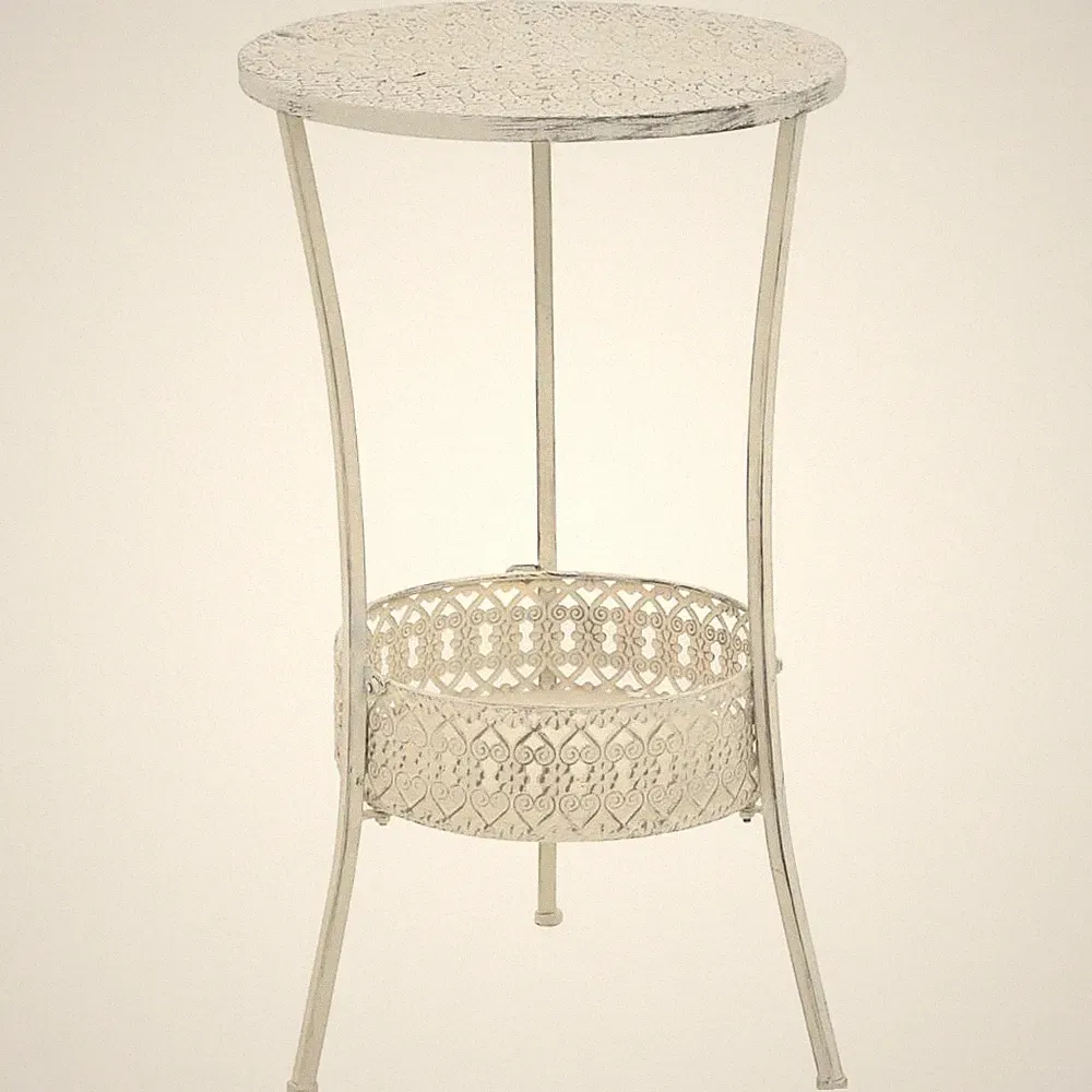 Bistrotisch Vintage Stil rund Metall 40 x 70 cm weiß