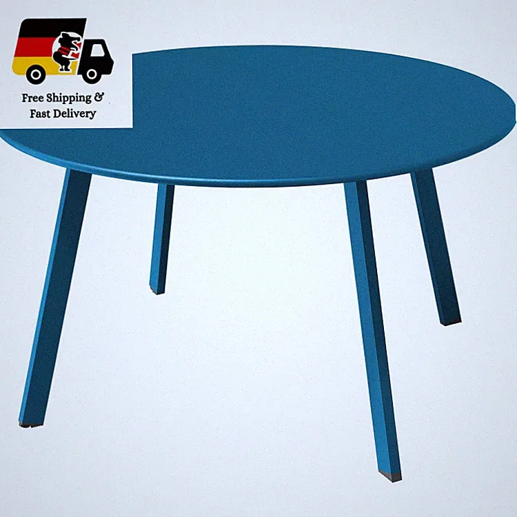 Blauer Kaffeetisch Rund Beistelltisch aus Legiertem Stahl 70 cm für Garten