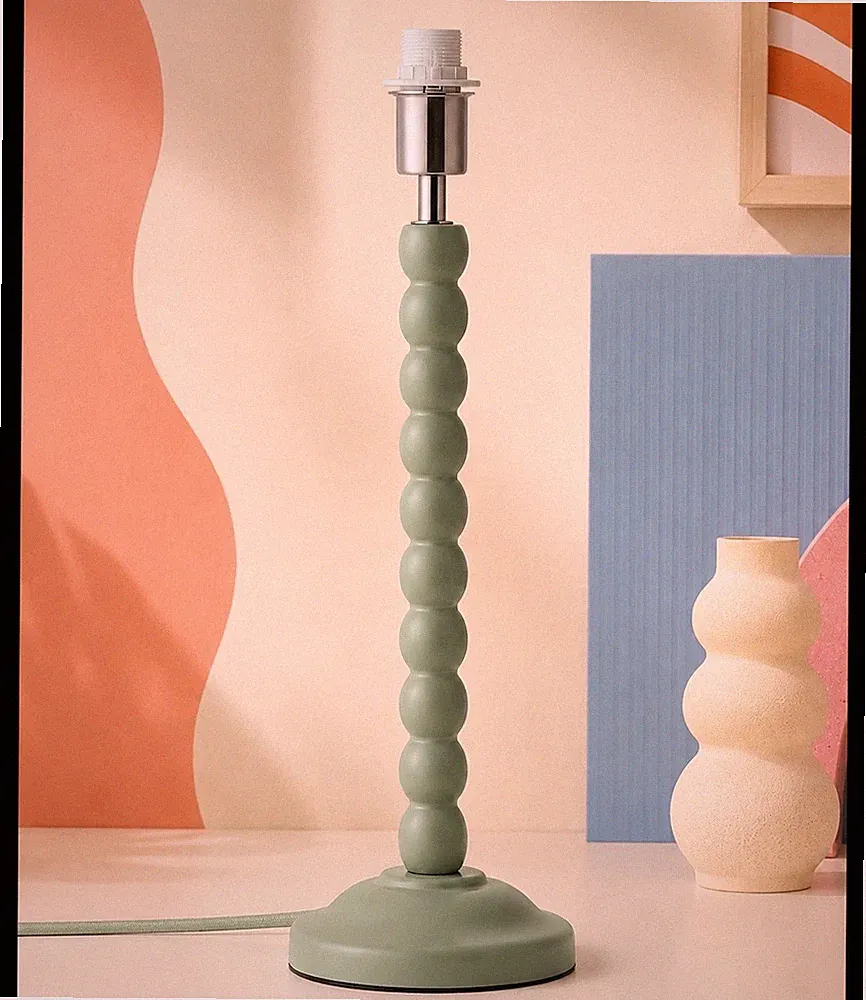 Bobbled Tischlampe Salbeigrün Beleuchtung Leuchte lackiertes Holz (NUR SOCKEL)