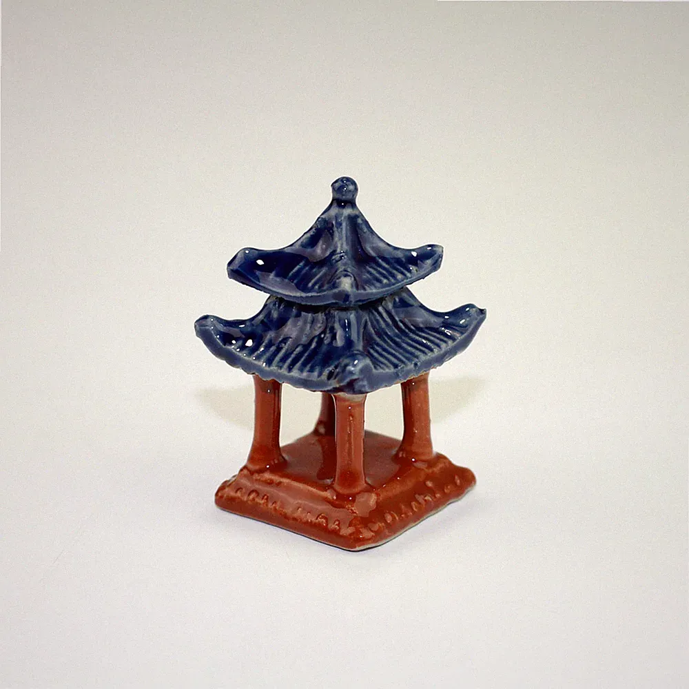 Bonsai Figur Keramik Garten-Deko chinesischer Pavillon (quadratisch) Bonsaifigur