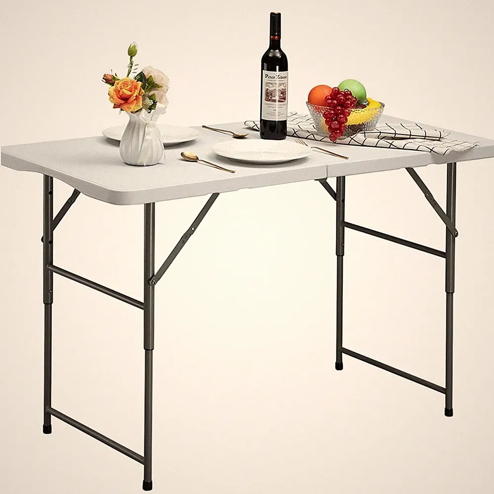 Camping Klapptisch Weiß 122cm Tragbar Gartentisch Esstisch Outdoor