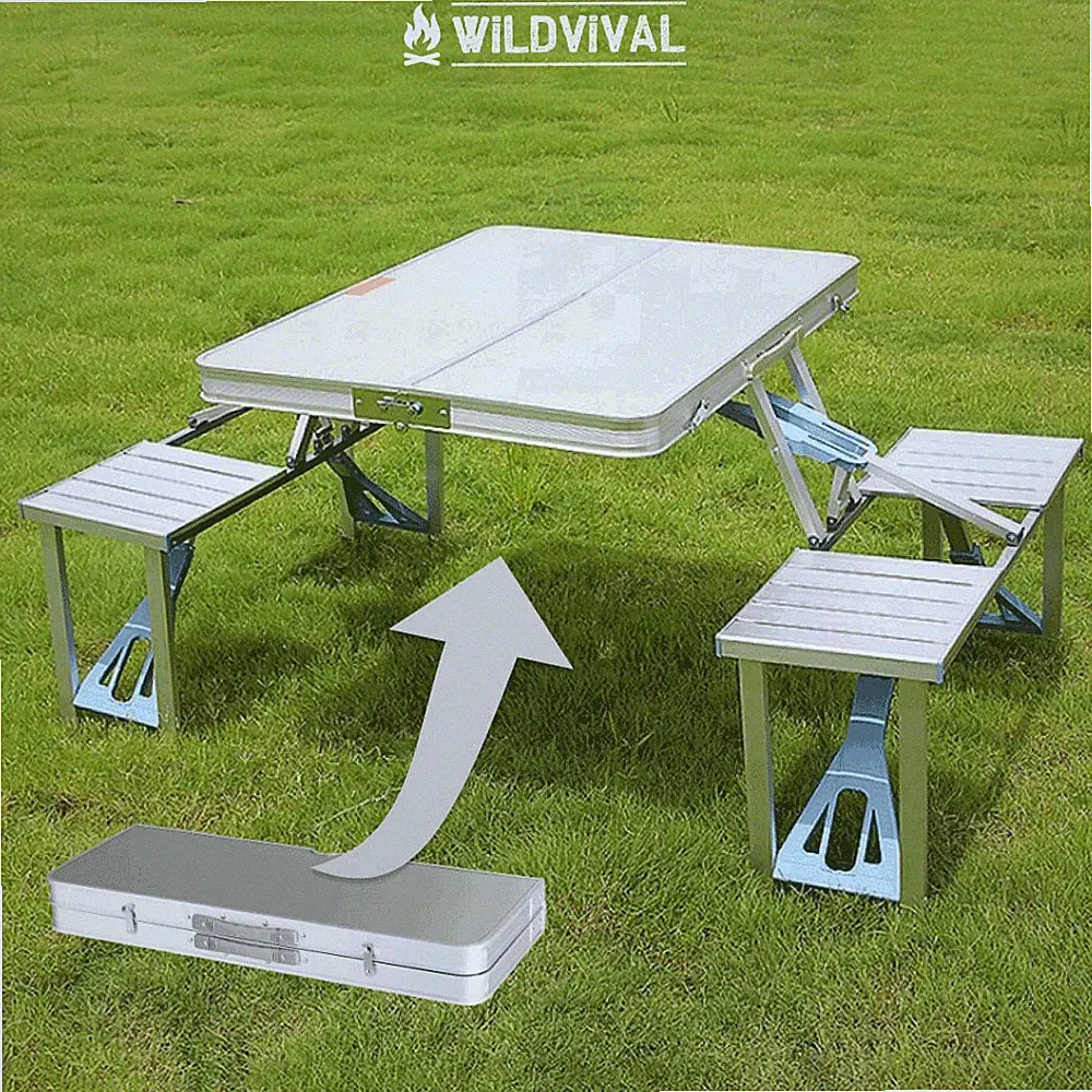 Camping-Tisch für 4 Personen | Outdoor Tisch Garnitur | klappbarer Gartentisch