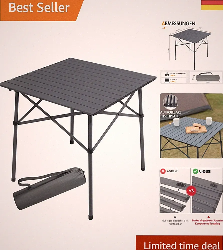 Camping Tisch Klapptisch Klappbar Aluminium Tragbar Picknick Garten