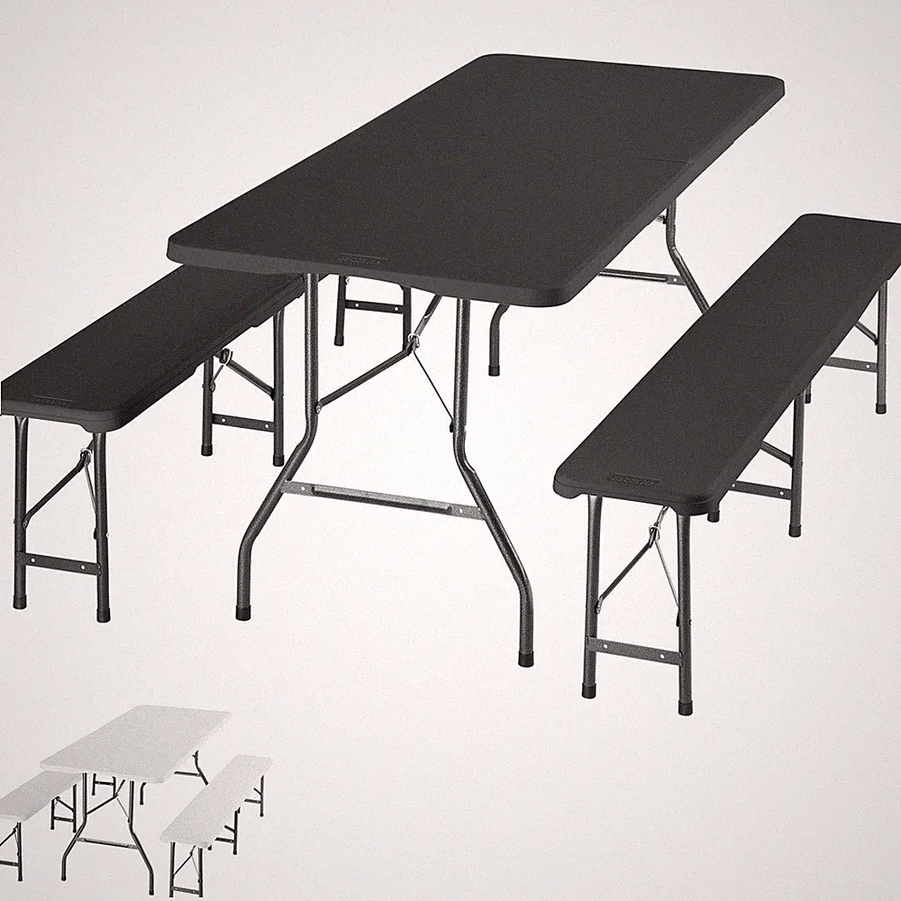 Camping Tischset klappbar pulverbeschichtet Stahl Outdoor Gartentisch Garnitur