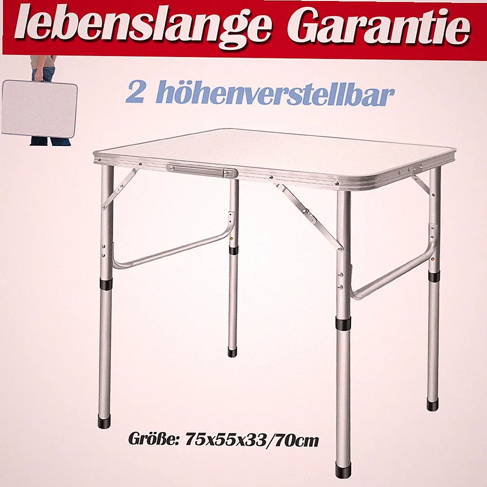 Campingtisch 75x55cm Alu Klapptisch Klappbar Gartentisch Camping Mit Tragegriff