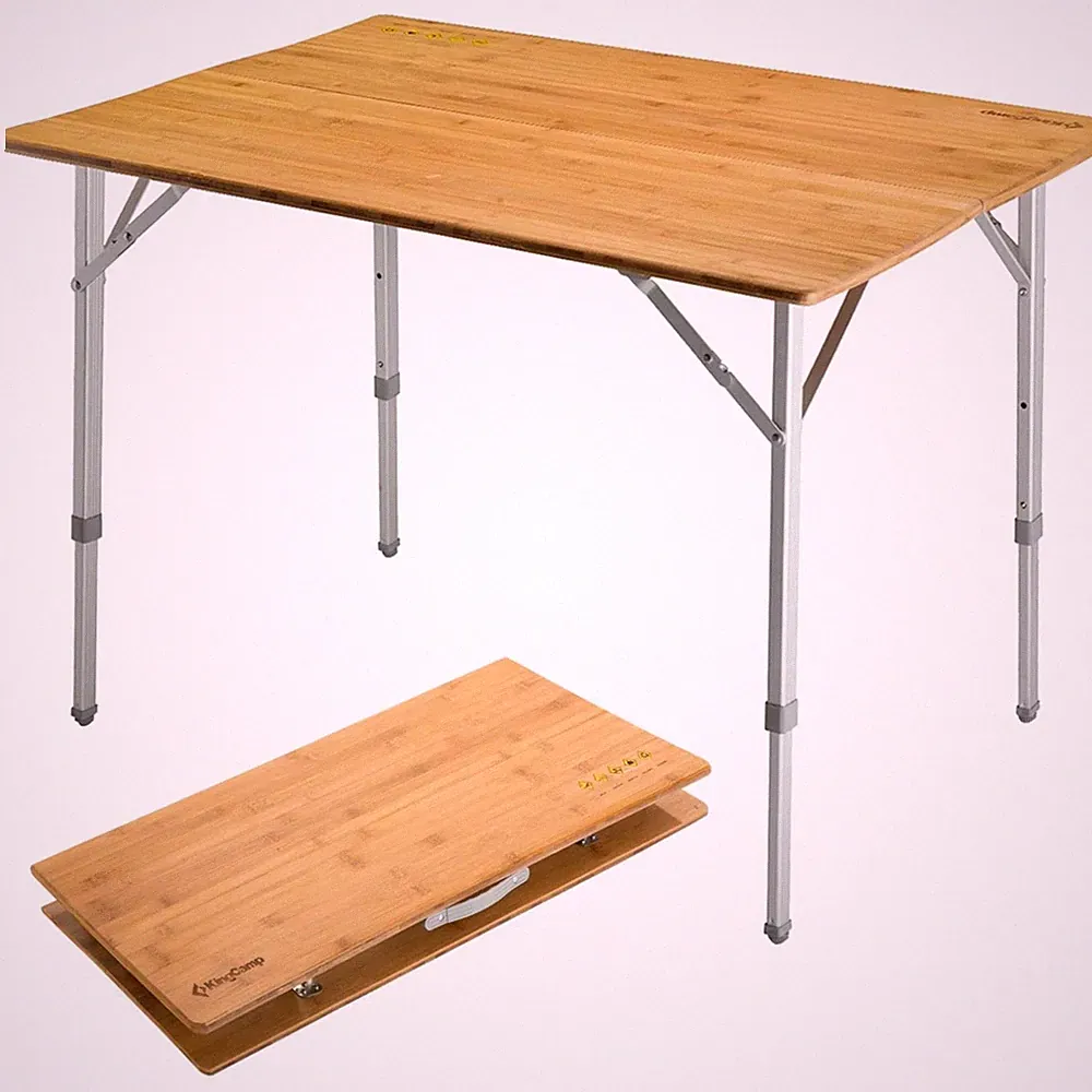 Campingtisch Bambus klappbar höhenverstellbar Garten Tisch Outdoor 80kg