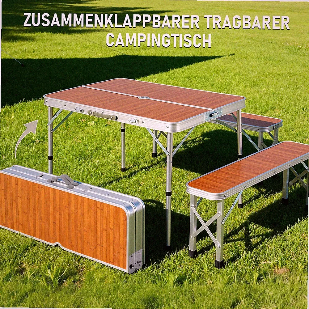 Campingtisch Gartentisch Koffertisch mit Bänke Sitzgruppe Picknicktisch Klappbar