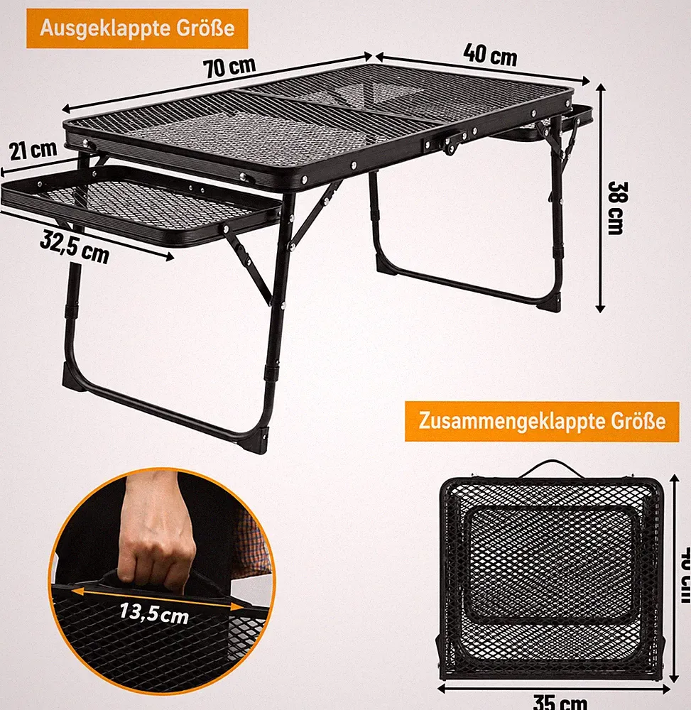 Campingtisch klappbar erweiterbar Campingtisch Beistelltisch Garten faltbar