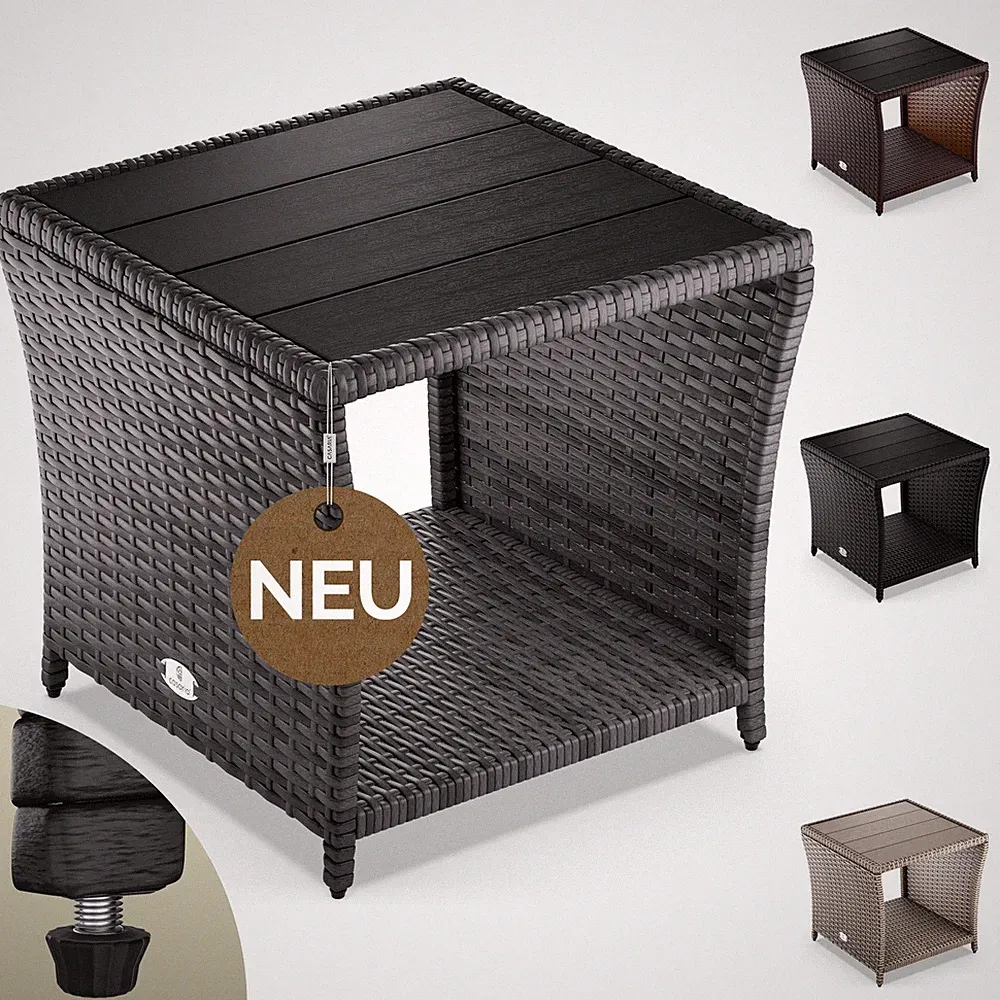 CASARIA® Beistelltisch Polyrattan WPC Kaffeetisch Tisch Garten Terrasse Balkon