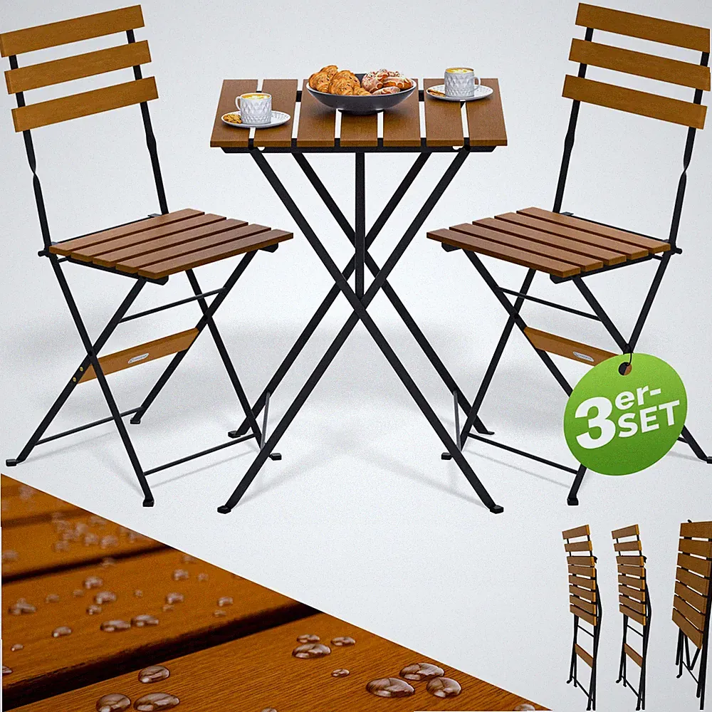 CASARIA® Gartenmöbel Balkonmöbel Set 3-tlg Klappbar FSC® Akazie Balkon Garten