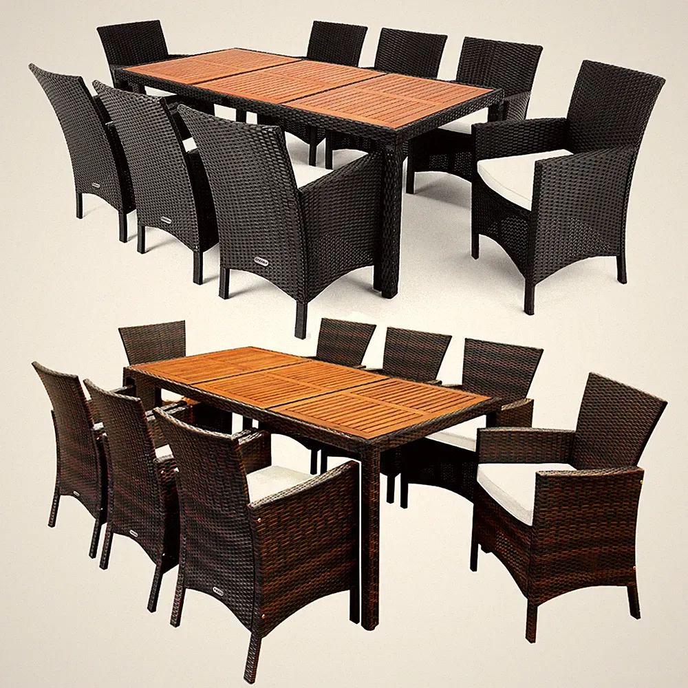CASARIA® Gartenmöbel Set Sitzgruppe Holz Polyrattan 8 Personen Garten Terrasse