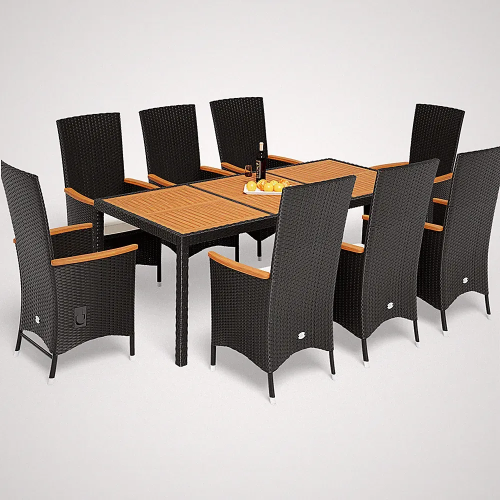 CASARIA® Gartenmöbel Sitzgruppe 8 Personen Holz Polyrattan Garten Terrasse Set