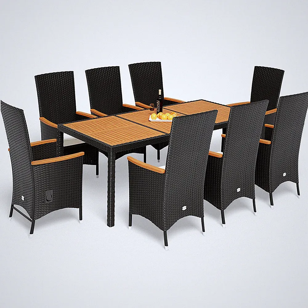 CASARIA® Gartenmöbel Sitzgruppe Holz Polyrattan 8 Personen Garten Terrasse Set