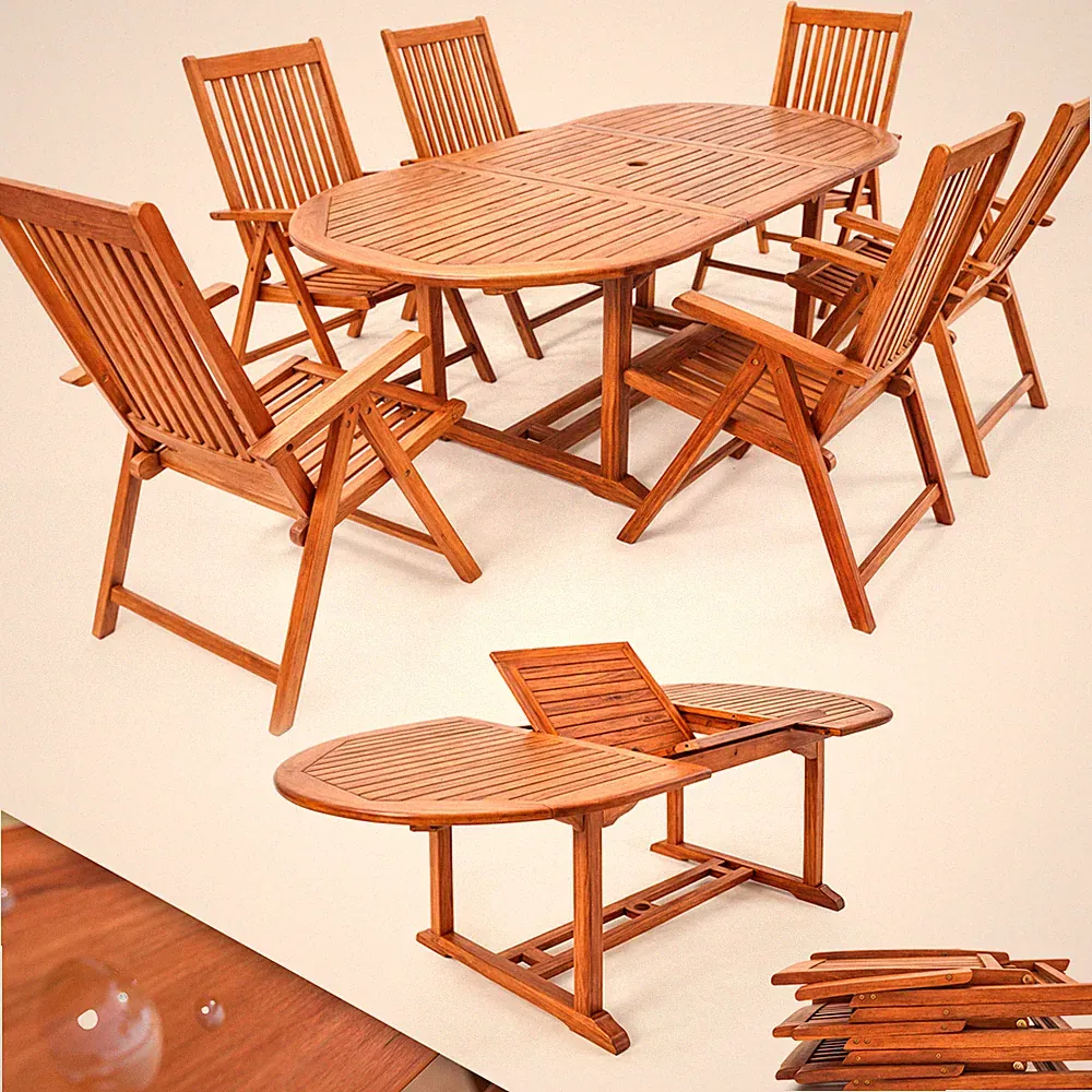 CASARIA® Gartenmöbel Tisch und 6 Stühle Set Holz Garten Sitzgruppe Essplatz Set