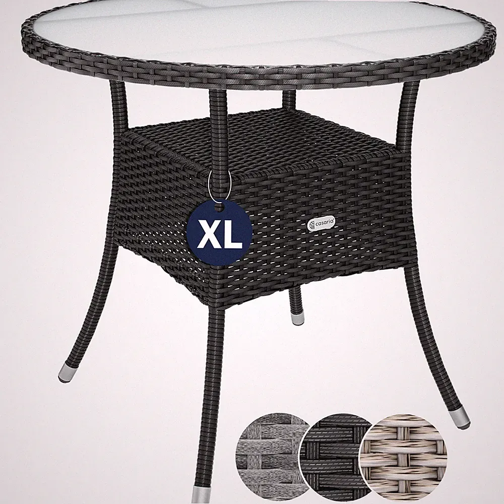 CASARIA® Gartentisch Beistelltisch Polyrattan Rund Garten Terrasse Balkon Tisch