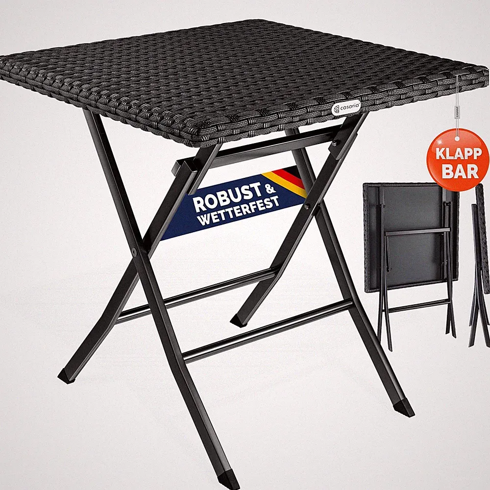 CASARIA® Klapptisch Polyrattan Klappbar Garten Balkon Camping Tisch Esstisch