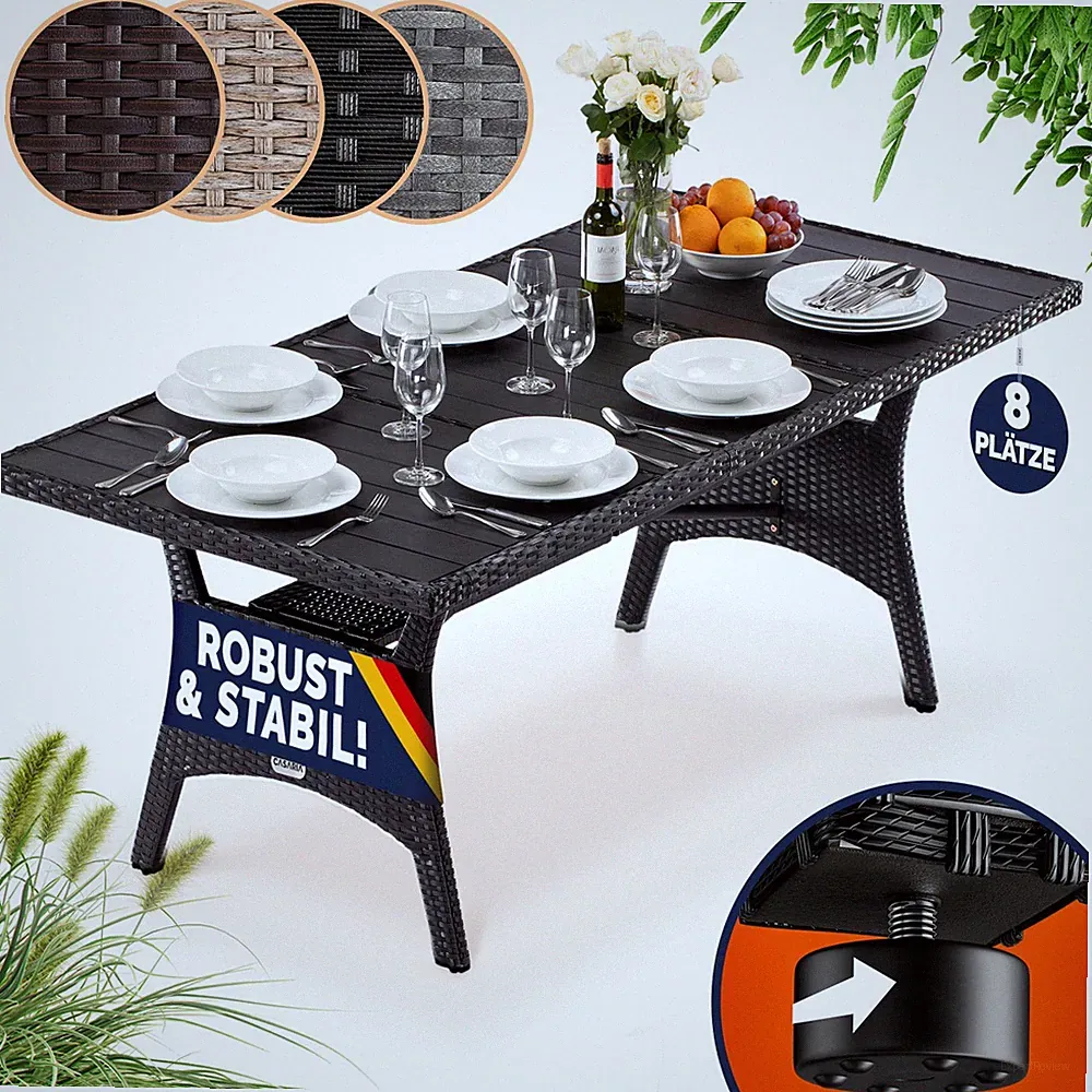 Casaria Polyrattan Gartentisch Garten Terrasse WPC Tischplatte Esstisch Tisch