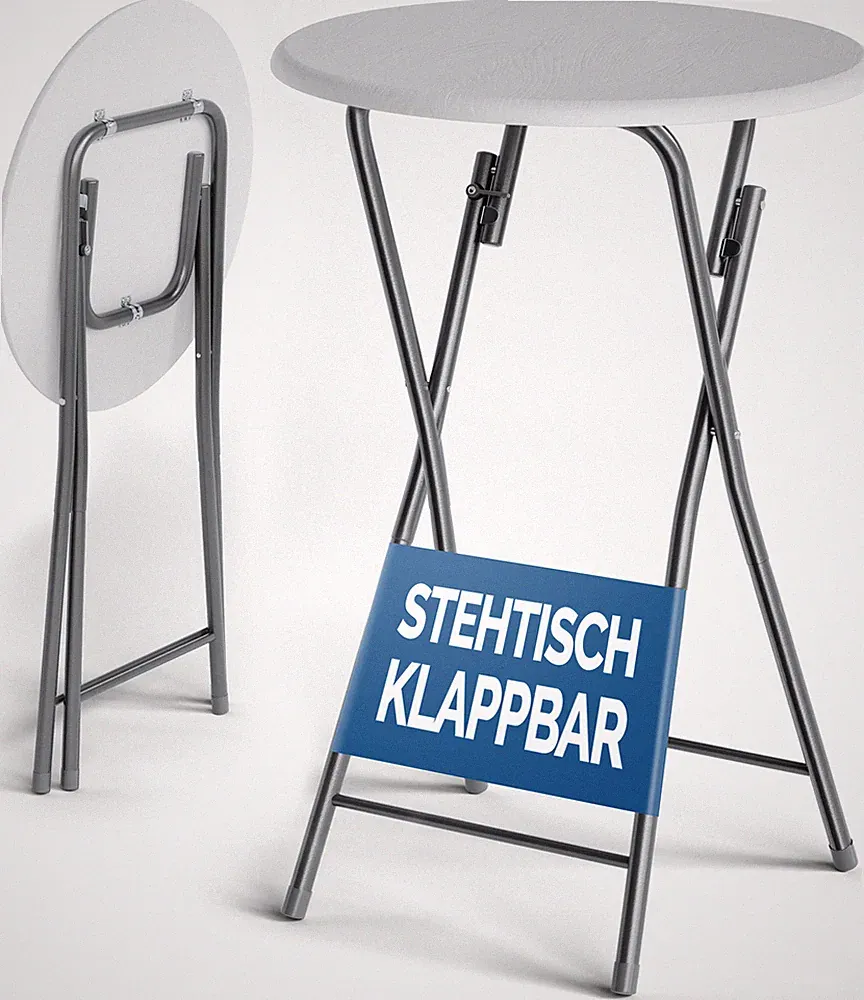 CASARIA® Stehtisch Bistrotisch Partytisch klappbar 110cm Holz Rund Weiß Garten
