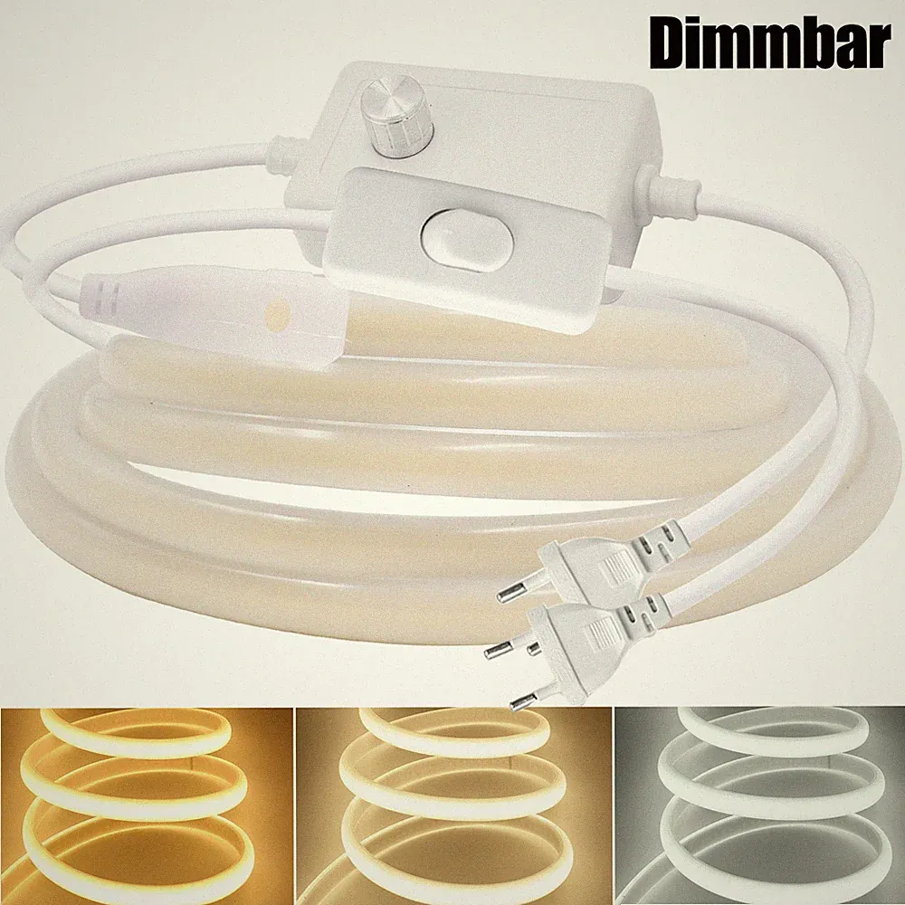COB LED Streifen Stripe Band 230V 288LEDs/m Dimmbar Lichtschlauch Leiste Kette