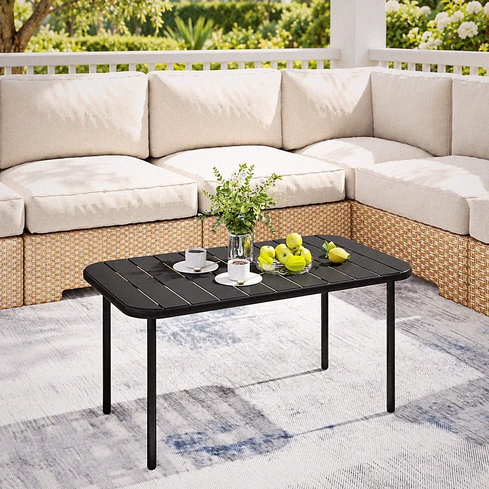 Couchtisch Gartentisch Beistelltisch Metall Lamellentisch Wetterfest 90cm