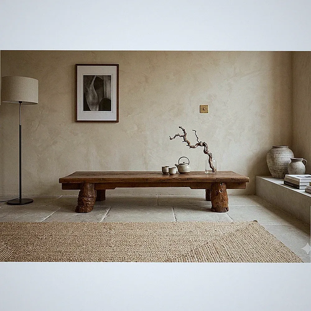 Couchtisch massiv Holz Natur für Garten Wohnzimmer