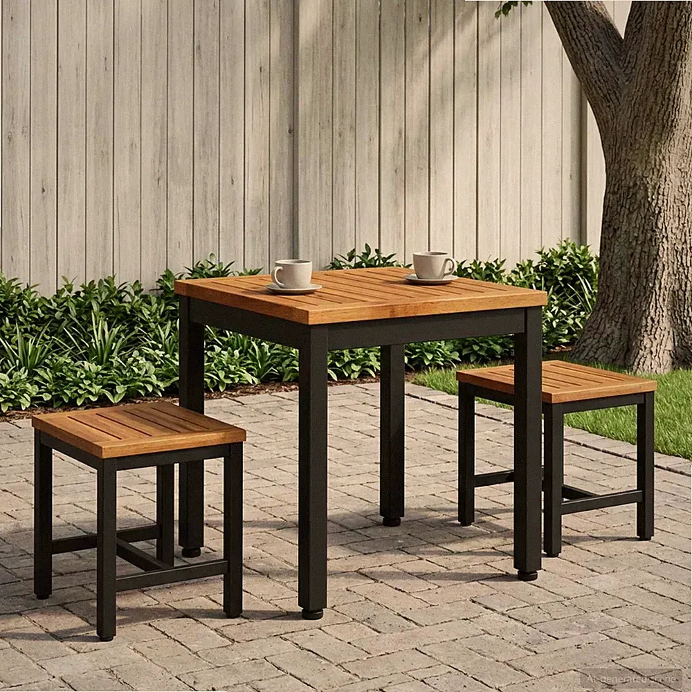 Couchtisch Massivholz Akazie Quadratischer Esstisch Gartentisch Terrasse Outdoor