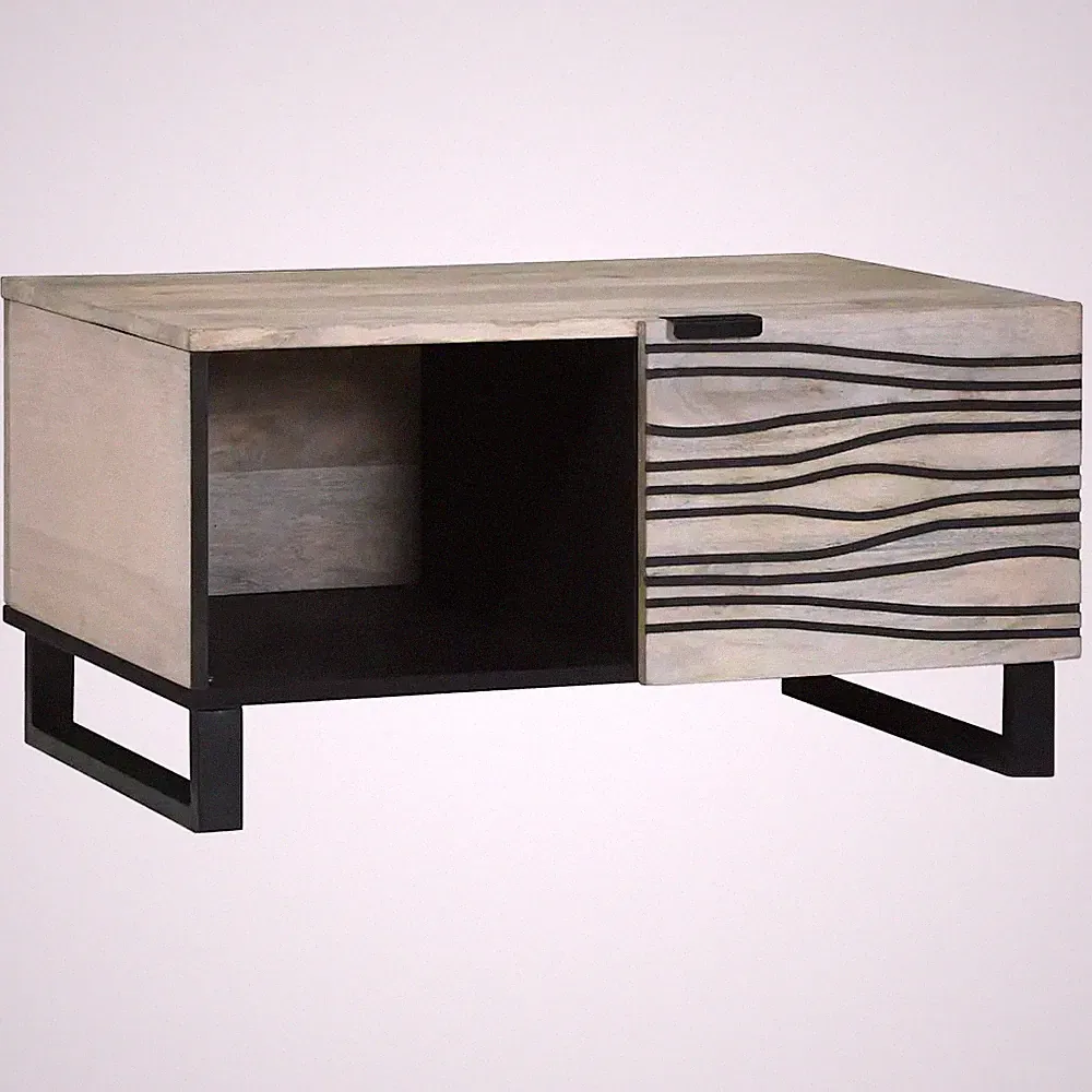 Couchtisch mit Speicher mit Tür Holzwerkstoff Moderner Wohnzimmertisch vidaXL