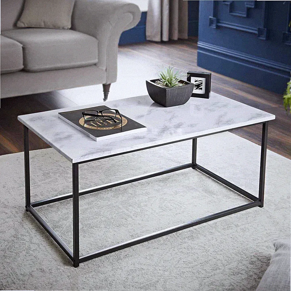 Couchtisch Zürich Marmoroptik mit schwarzen Metallbeinen ideal für Ihr Zuhause