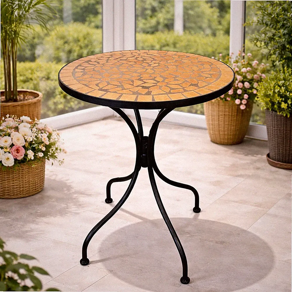 Dekorativer Mosaik Tisch Mosaiktisch Gartentisch Gartenmöbel Bistrotisch 60x70cm