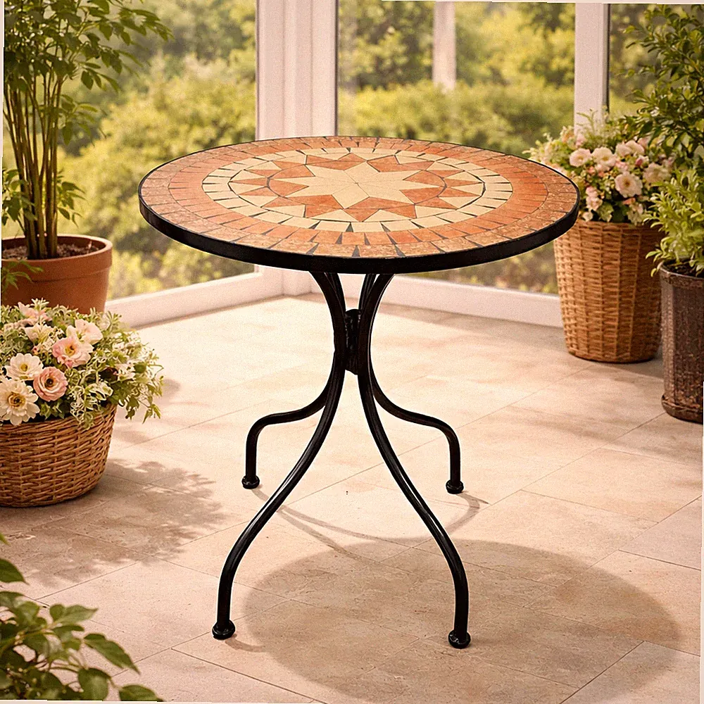 Dekorativer Mosaik Tisch Mosaiktisch Gartentisch Gartenmöbel Bistrotisch 60x70cm