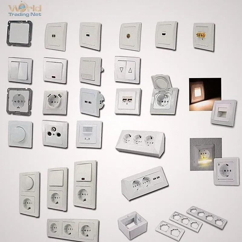 DELPHI Schalterprogramm weiß, Schalter, Dimmer & Steckdosen mit Rahmen Unterputz