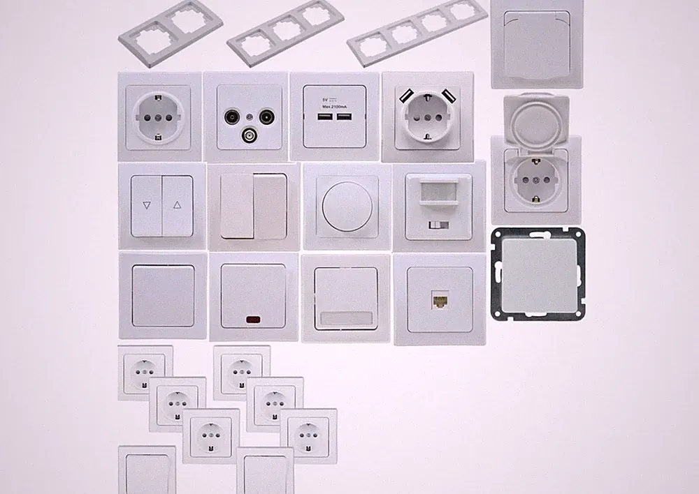DELPHI Weiß Steckdose Schalter RJ45 LED Dimmer Taster Bewegungsmelder ISDN /LAN