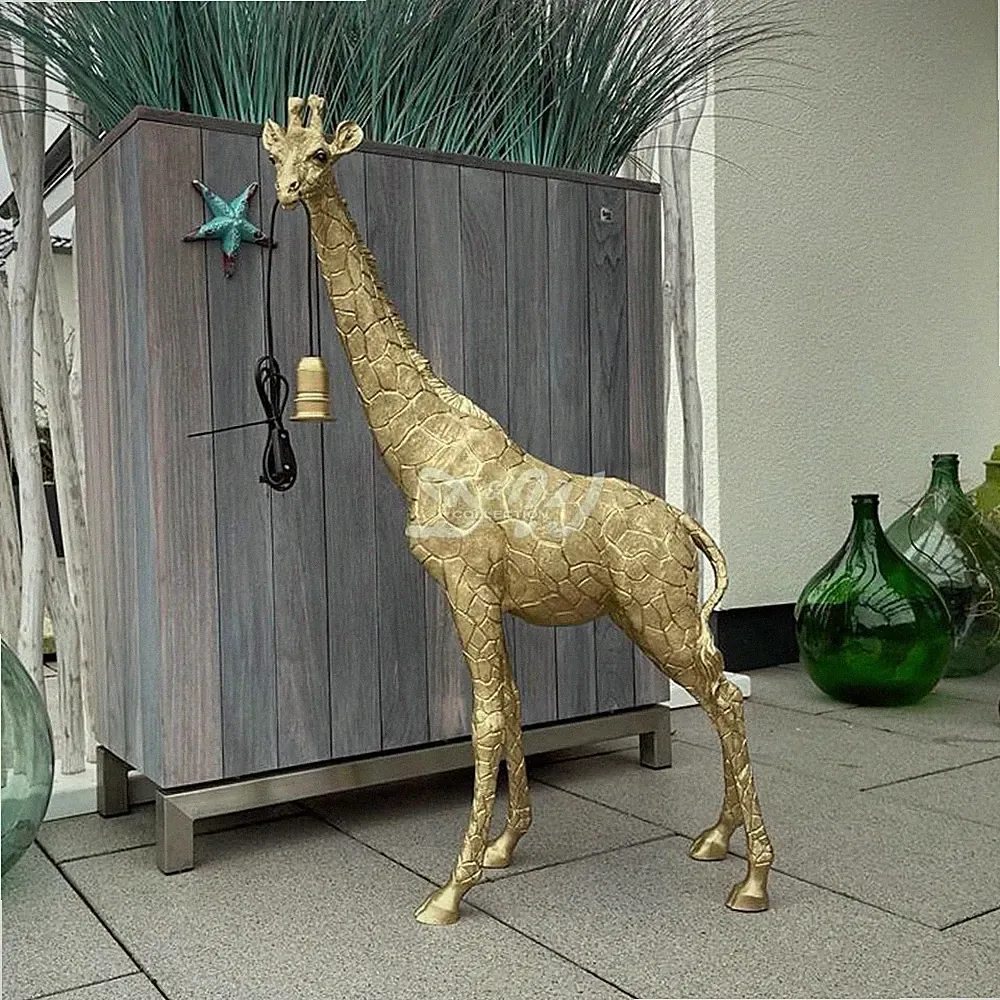 DESIGN LAMPE GIRAFFE gold 99 cm Deko Tier Figur Tisch Leuchte Beleuchtung Afrika