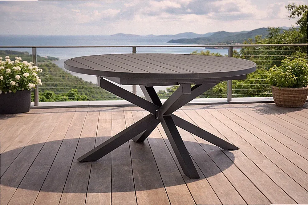 Destiny Gartentisch ARONA, Aluminium, Ø145/199x75cm ausziehbar, anthrazit