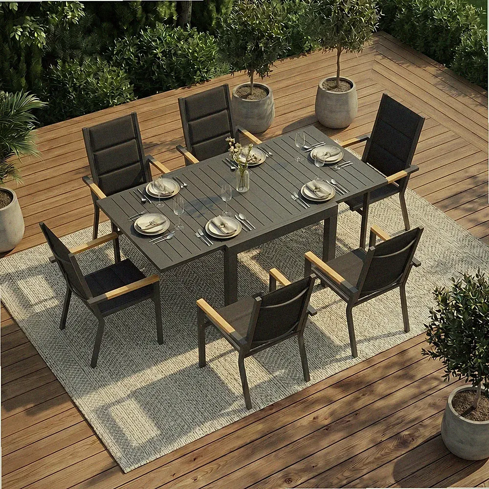 DEVOKO® Gartenmöbel Set Sitzgruppe 160×81.5cm Gartentisch mit 4/6 gartenStühlen