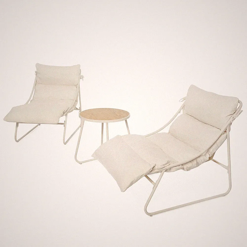 di volio Gartenmöbel Set CETARA Creme Balkonmöbel wetterfest Sitzgruppe Sessel T