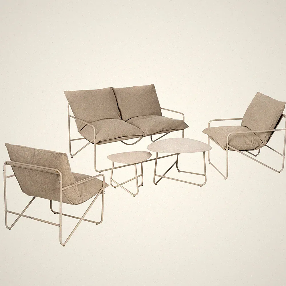 di volio Gartenmöbel Set DIAMANTO Beige Gartenlounge Sofa Sessel 2 Tische wetter