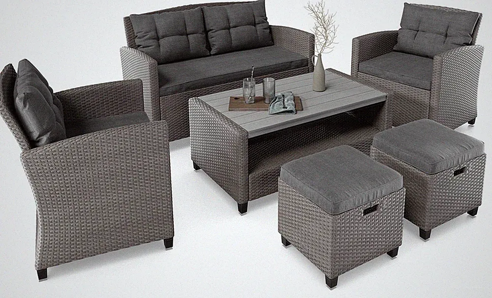 di volio Polyrattan Lounge Gartenmöbel-Set FIRENZE - Lounge Set