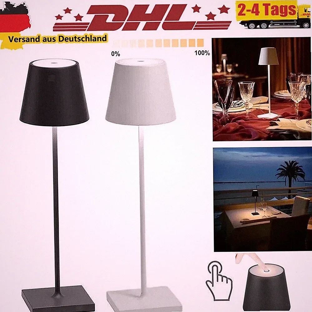 Dimmbar LED Akku Tischleuchte Touch Tischlampe LED Lampe USB Nachttischlampen