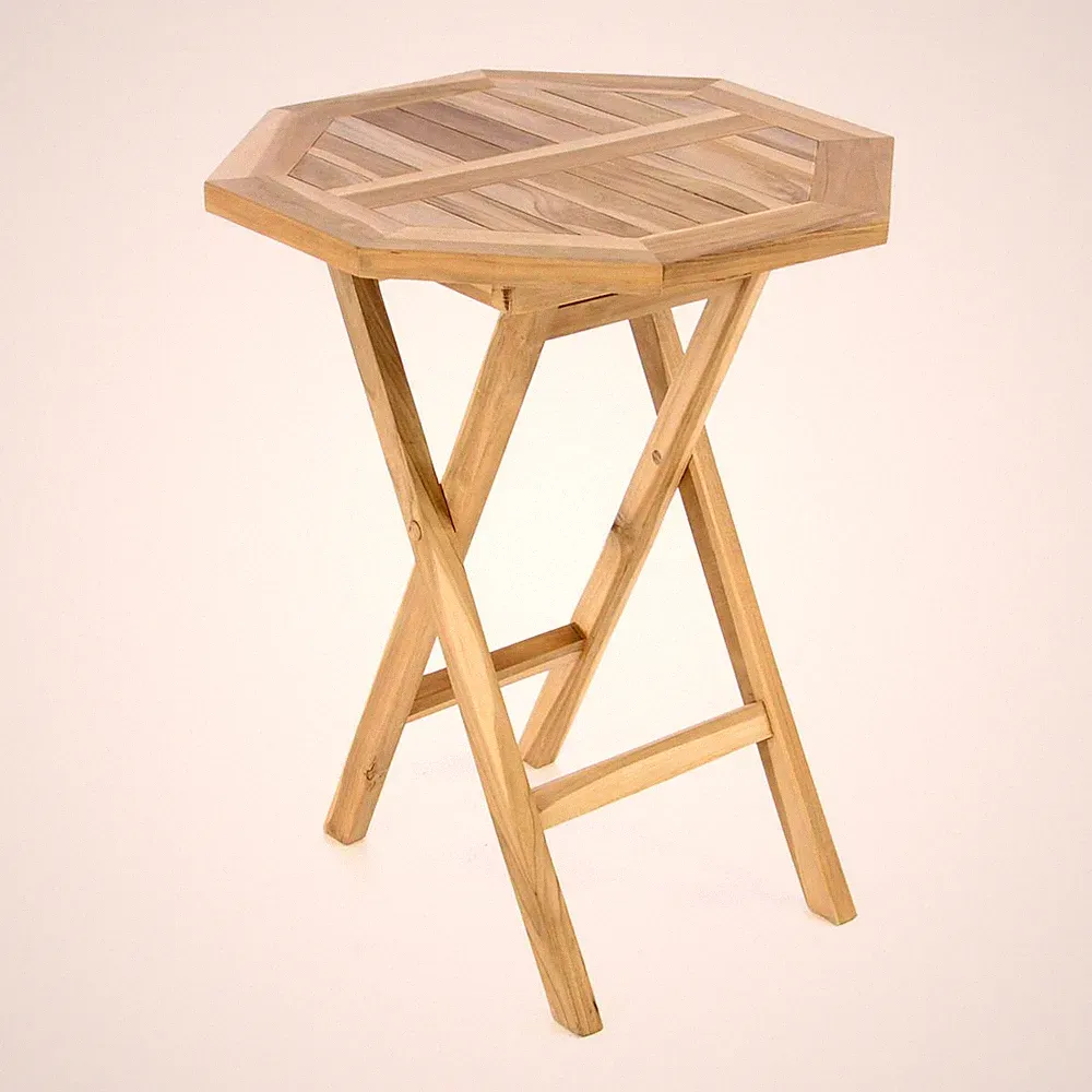 DIVERO Balkontisch Gartentisch Klapptisch Beistelltisch Holz Teak natur Ø 60 cm