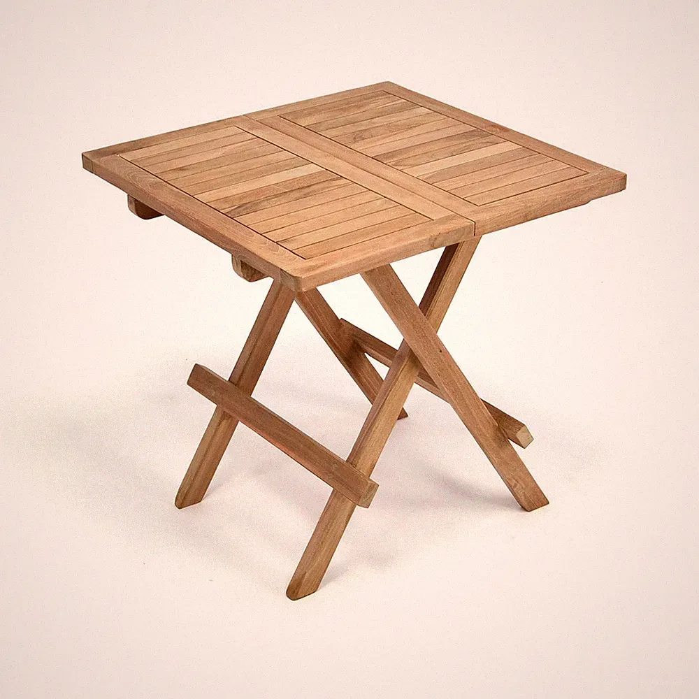DIVERO Beistelltisch Balkontisch Garten Terrasse Holz Teak 50x50cm behandelt