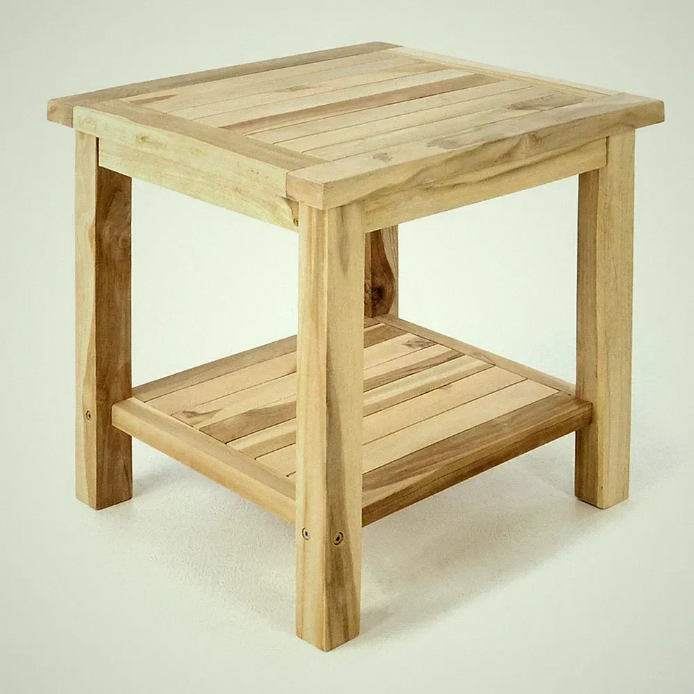 DIVERO Beistelltisch Blumenhocker Teak-Holz unbehandelt Natur Balkon 50x50cm