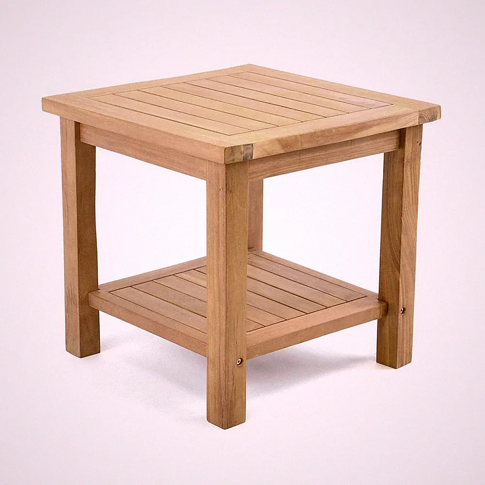 DIVERO Beistelltisch Blumenhocker Teakholz behandelt Garten Terrasse 50x50cm