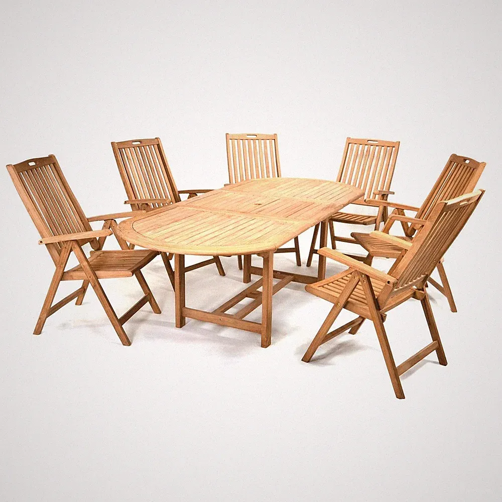 Divero Gartenmöbel-Set Terrassenmöbel Esstisch ausziehbar 6 Hochlehner Armlehne